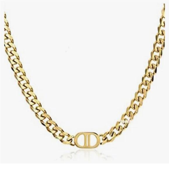 18K Gold Plated Designer CD 18K Chain Necklace - Picture 10 of 12
